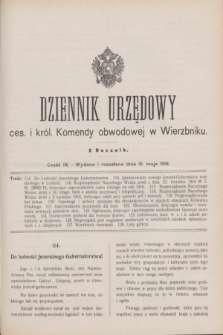Dziennik Urzędowy ces. i król. Komendy obwodowej w Wierzbniku.R.2, cz. 9 (15 maja 1916)