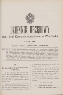 Dziennik Urzędowy ces. i król. Komendy obwodowej w Wierzbniku.R.2, cz. 10 (1 czerwca 1916)