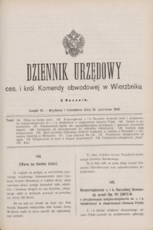 Dziennik Urzędowy ces. i król. Komendy obwodowej w Wierzbniku.R.2, cz. 11 (15 czerwca 1916)