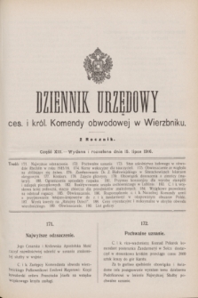 Dziennik Urzędowy ces. i król. Komendy obwodowej w Wierzbniku.R.2, cz. 13 (15 lipca 1916)