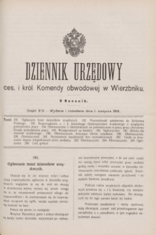 Dziennik Urzędowy ces. i król. Komendy obwodowej w Wierzbniku.R.2, cz. 14 (1 sierpnia 1916)