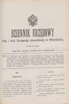 Dziennik Urzędowy ces. i król. Komendy obwodowej w Wierzbniku.R.2, cz. 16 (1 września 1916)
