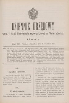 Dziennik Urzędowy ces. i król. Komendy obwodowej w Wierzbniku.R.2, cz. 17 (15 września 1916)