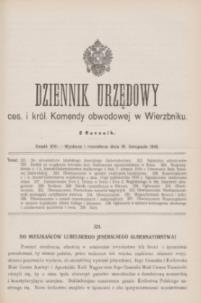 Dziennik Urzędowy ces. i król. Komendy obwodowej w Wierzbniku.R.2, cz. 21 (15 listopada 1916)
