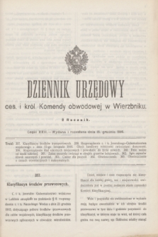 Dziennik Urzędowy ces. i król. Komendy obwodowej w Wierzbniku.R.2, cz. 23 (15 grudnia 1916)