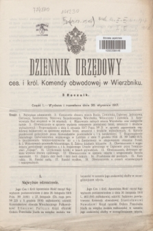 Dziennik Urzędowy ces. i król. Komendy obwodowej w Wierzbniku.R.3, Cz. 1 (20 stycznia 1917)