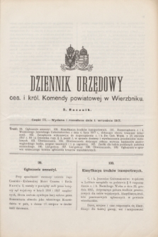 Dziennik Urzędowy ces. i król. Komendy powiatowej w Wierzbniku.R.3, cz. 9 (1 września 1917)