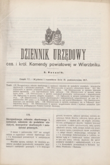 Dziennik Urzędowy ces. i król. Komendy powiatowej w Wierzbniku.R.3, Cz. 11 (15 października 1917)