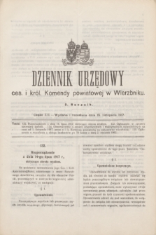Dziennik Urzędowy ces. i król. Komendy powiatowej w Wierzbniku.R.3, Cz. 12 (15 listopada 1917)