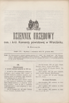 Dziennik Urzędowy ces. i król. Komendy powiatowej w Wierzbniku.R.3, cz. 13 (15 grudnia 1917)