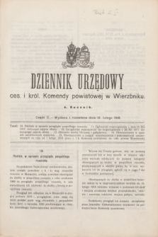 Dziennik Urzędowy ces. i król. Komendy powiatowej w Wierzbniku.R.4, Cz. 2 (10 lutego 1918)