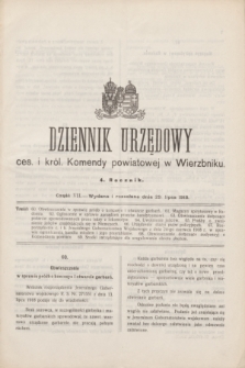 Dziennik Urzędowy ces. i król. Komendy powiatowej w Wierzbniku.R.4, cz. 7 (29 lipca 1918)