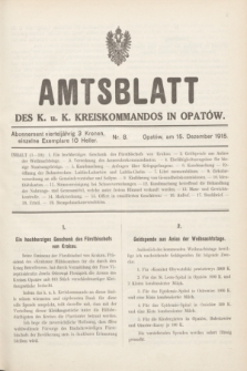 Amtsblatt des k. u. k. Kreiskommandos in Opatów.1915, Nr. 8 (15 Dezember)