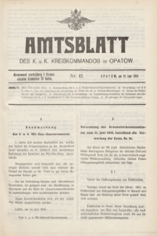 Amtsblatt des k. u. k. Kreiskommandos in Opatów.1916, Nr. 12 (15 Juni)