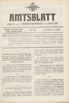 Amtsblatt des k. u. k. Kreiskommandos in Opatów.1916, Nr. 13 (1 Juli)