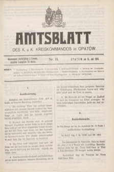 Amtsblatt des k. u. k. Kreiskommandos in Opatów.1916, Nr. 14 (15 Juli)