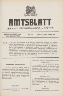 Amtsblatt des k. u. k. Kreiskommandos in Opatów.1916, Nr. 21 (1 November)