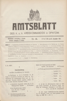 Amtsblatt des k. u. k. Kreiskommandos in Opatów.1916, Nr. 26 (15 Dezember)