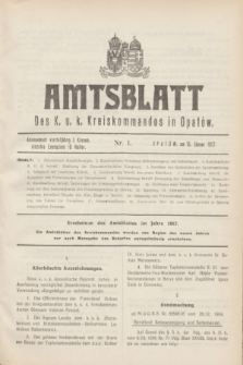 Amtsblatt des k. u. k. Kreiskommandos in Opatów.1917, Nr. 1 (15 Jänner)