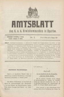 Amtsblatt des k. u. k. Kreiskommandos in Opatów.1917, Nr. 3 (15 Februar)