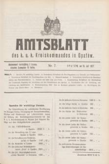 Amtsblatt des k. u. k. Kreiskommandos in Opatów.1917, Nr. 7 (10 Juli)