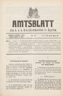 Amtsblatt des k. u. k. Kreiskommandos in Opatów.1917, Nr. 8 (24 August)