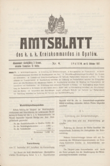 Amtsblatt des k. u. k. Kreiskommandos in Opatów.1917, Nr. 9 (6 Oktober)