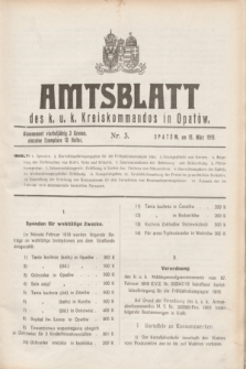 Amtsblatt des k. u. k. Kreiskommandos in Opatów.1918, Nr. 3 (18 März)