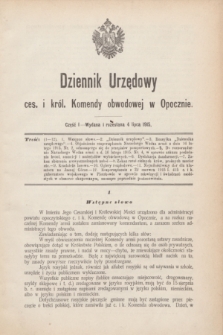 Dziennik Urzędowy ces. i król. Komendy obwodowej w Opocznie.1915, cz. 1 (4 lipca)