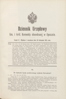 Dziennik Urzędowy Ces. i król. Komendy obwodowej w Opocznie.1915, cz. 5 (10 listopada)