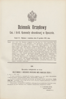 Dziennik Urzędowy Ces. i król. Komendy obwodowej w Opocznie.1915, cz. 6 (15 grudnia)