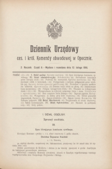 Dziennik Urzędowy ces. i król. Komendy Obwodowej w Opocznie.R.2, cz. 2 (12 lutego 1916)