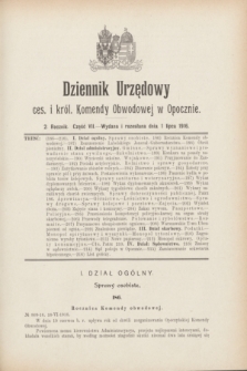Dziennik Urzędowy ces. i król. Komendy Obwodowej w Opocznie.R.2, cz. 7 (1 lipca 1916)