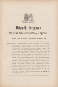 Dziennik Urzędowy ces. i król. Komendy Obwodowej w Opocznie.R.2, cz. 12 (25 grudnia 1916)