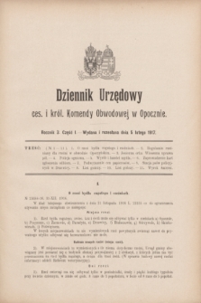 Dziennik Urzędowy ces. i król. Komendy Obwodowej w Opocznie.R.3, cz. 1 (5 lutego 1917)