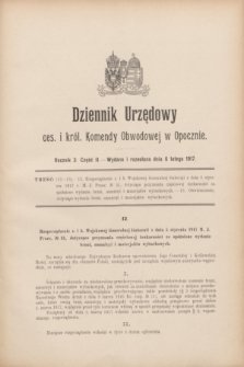 Dziennik Urzędowy ces. i król. Komendy Obwodowej w Opocznie.R.3, cz. 2 (6 lutego 1917)