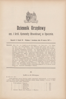 Dziennik Urzędowy ces. i król. Komendy Obwodowej w Opocznie.R.3, cz. 3 (10 marca 1917)