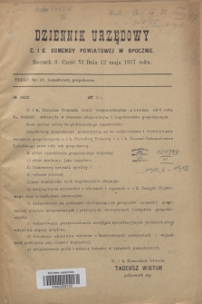 Dziennik Urzędowy C. i K. Komendy Powiatowej w Opocznie.R.3, cz. 6 (12 maja 1917)