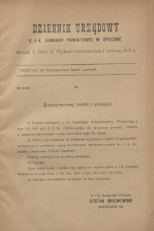 Dziennik Urzędowy C. i K. Komendy Powiatowej w Opocznie.R.3, cz. 10 (4 czerwca 1917)