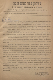 Dziennik Urzędowy C. i K. Komendy Powiatowej w Opocznie.R.3, cz. 11 (4 czerwca 1917)