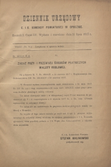Dziennik Urzędowy C. i K. Komendy Powiatowej w Opocznie.R.3, cz. 15 (31 lipca 1917)