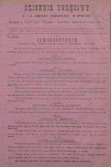 Dziennik Urzędowy C. i K. Komendy Powiatowej w Opocznie.R.3, cz. 25 (13 września 1917)