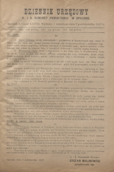 Dziennik Urzędowy C. i K. Komendy Powiatowej w Opocznie.R.3, cz. 28 (2 października 1917)