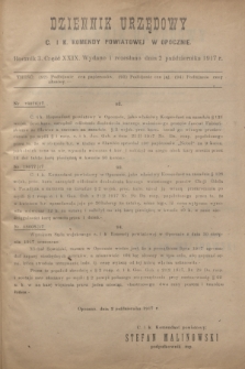 Dziennik Urzędowy C. i K. Komendy Powiatowej w Opocznie.R.3, cz. 29 (2 października 1917)