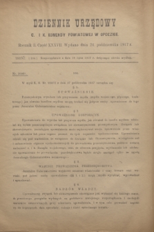 Dziennik Urzędowy C. i K. Komendy Powiatowej w Opocznie.R.3, cz. 37 (24 października 1917)