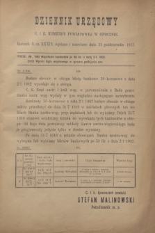 Dziennik Urzędowy C. i K. Komendy Powiatowej w Opocznie.R.3, cz. 39 (25 października 1917)