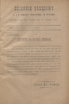 Dziennik Urzędowy C. i K. Komendy Powiatowej w Opocznie.R.3, cz. 44 (24 listopada 1917)