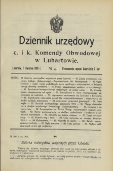 Dziennik urzędowy c. i k. Komendy Obwodowej w Lubartowie.1916, № 4 (1 kwietnia)