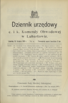 Dziennik urzędowy c. i k. Komendy Obwodowej w Lubartowie.1916, № 11 (10 września)