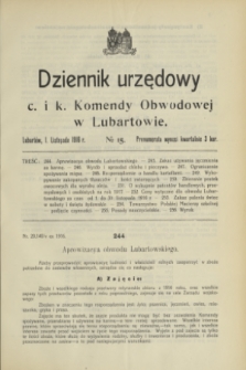 Dziennik urzędowy c. i k. Komendy Obwodowej w Lubartowie.1916, № 15 (1 listopada)